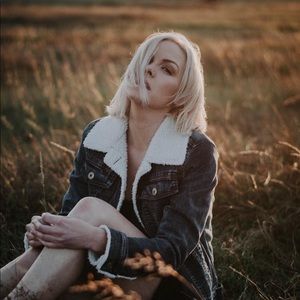 BCBG denim with faux shearling size small